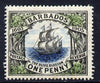 Barbados 1906 Tercentenary of Annexation 1d Orange Blossom mounted mint SG 152