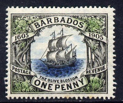 Barbados 1906 Tercentenary of Annexation 1d Orange Blossom mounted mint SG 152