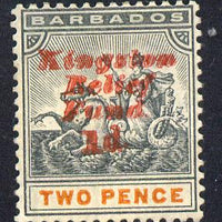 Barbados 1907 Kingston Relief Fund 1d on 2d (upright) mounted mint SG 153