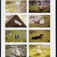 Oman 1977 Birds #2 (Swan, Penguin, geese, gull, dove, etc) imperf set of 8 values (1b to 1R) unmounted mint