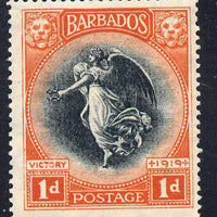 Barbados 1920-21 Victory SCript CA 1d black & vermilion mounted mint SG 212