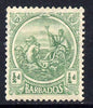Barbados 1921-24 Britannia Script CA 1/2d green mounted mint SG 219