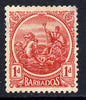 Barbados 1921-24 Britannia Script CA 1d red mounted mint SG 220