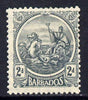 Barbados 1921-24 Britannia Script CA 2d grey mounted mint SG 221