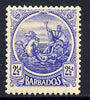 Barbados 1921-24 Britannia Script CA 2.5d ultramarine mounted mint SG 222