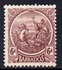 Barbados 1921-24 Britannia Script CA 6d reddish-purple mounted mint SG 225
