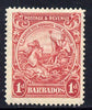 Barbados 1925-35 Britannia Script CA 1d scarlet P14 mounted mint SG 231