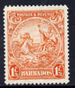 Barbados 1925-35 Britannia Script CA 1.5d orange P14 mounted mint SG 231c