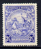 Barbados 1925-35 Britannia Script CA 2.5d blue P14 mounted mint SG 233