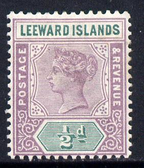 Leeward Islands 1890 QV Crown CA 1/2d dull mauve & green mounted mint SG 1