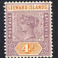 Leeward Islands 1890 QV Crown CA 4d dull mauve & orange mounted mint SG 4