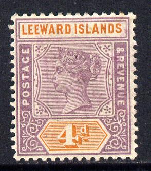 Leeward Islands 1890 QV Crown CA 4d dull mauve & orange mounted mint SG 4