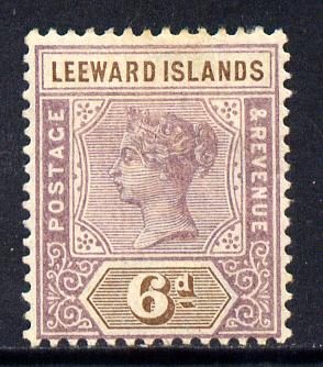 Leeward Islands 1890 QV Crown CA 6d dull mauve & brown mounted mint SG 5