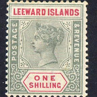Leeward Islands 1890 QV Crown CA 1s green & carmine mounted mint SG 7