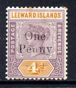 Leeward Islands 1902 QV Surcharged 1d on 4d mounted mint SG 17