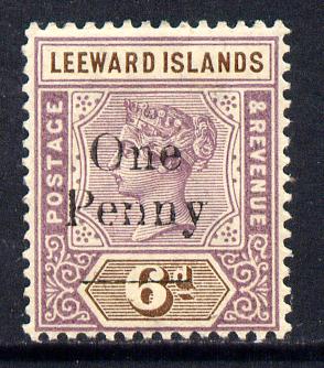 Leeward Islands 1902 QV Surcharged 1d on 6d mounted mint SG 18