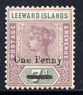 Leeward Islands 1902 QV Surcharged 1d on 7d mounted mint SG 19