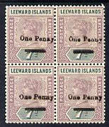Leeward Islands 1902 QV Surcharged 1d on 7d block of 4 three stamps unmounted mint SG 19