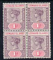 Leeward Islands 1890 QV Crown CA 1d dull mauve & rose block of 4 mounted mint SG 2