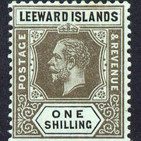 Leeward Islands 1912-22 KG5 MCA 1s black on green with white back Die I mounted mint but couple toned perfs SG 54a