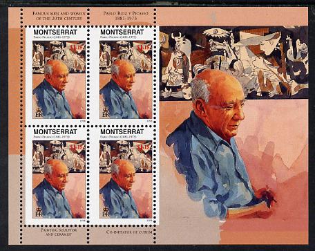 Montserrat 1998 Famous People of the 20th Century - Pablo Picasso perf sheetlet containing 4 vals unmounted mint as SG 1066a