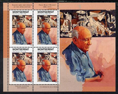 Montserrat 1998 Famous People of the 20th Century - Pablo Picasso perf sheetlet containing 4 vals unmounted mint as SG 1066a