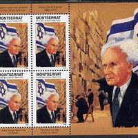 Montserrat 1998 Famous People of the 20th Century - David Ben Gurion (Israel) perf sheetlet containing 4 vals unmounted mint as SG 1068a