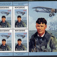 Montserrat 1998 Famous People of the 20th Century - Charles Lindbergh (aviator) perf sheetlet containing 4 vals unmounted mint as SG 1074a