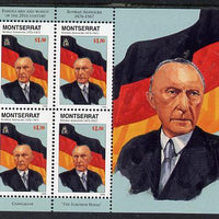 Montserrat 1998 Famous People of the 20th Century - Konrad Ardenauer (Germany) perf sheetlet containing 4 vals unmounted mint as SG 1077a