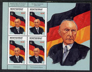 Montserrat 1998 Famous People of the 20th Century - Konrad Ardenauer (Germany) perf sheetlet containing 4 vals unmounted mint as SG 1077a