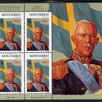 Montserrat 1998 Famous People of the 20th Century - King Gustavus V of Sweden perf sheetlet containing 4 vals unmounted mint as SG 1084a