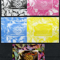 Congo 2013 Butterflies #1 deluxe sheet - the set of 5 imperf progressive colour proofs comprising the 4 basic colours plus all 4-colour composite unmounted mint
