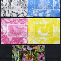 Congo 2013 Butterflies #2 deluxe sheet - the set of 5 imperf progressive colour proofs comprising the 4 basic colours plus all 4-colour composite unmounted mint