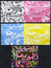 Congo 2013 Butterflies #3 deluxe sheet - the set of 5 imperf progressive colour proofs comprising the 4 basic colours plus all 4-colour composite unmounted mint