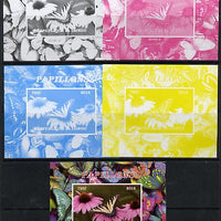 Congo 2013 Butterflies #3 deluxe sheet - the set of 5 imperf progressive colour proofs comprising the 4 basic colours plus all 4-colour composite unmounted mint