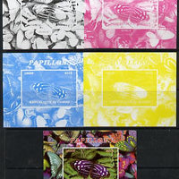 Congo 2013 Butterflies #6 deluxe sheet - the set of 5 imperf progressive colour proofs comprising the 4 basic colours plus all 4-colour composite unmounted mint