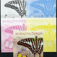 Burundi 2013 Butterflies #1 deluxe sheet - the set of 5 imperf progressive colour proofs comprising the 4 basic colours plus all 4-colour composite unmounted mint