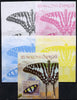 Burundi 2013 Butterflies #2 deluxe sheet - the set of 5 imperf progressive colour proofs comprising the 4 basic colours plus all 4-colour composite unmounted mint