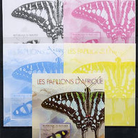 Burundi 2013 Butterflies #2 deluxe sheet - the set of 5 imperf progressive colour proofs comprising the 4 basic colours plus all 4-colour composite unmounted mint