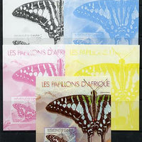 Burundi 2013 Butterflies #3 deluxe sheet - the set of 5 imperf progressive colour proofs comprising the 4 basic colours plus all 4-colour composite unmounted mint