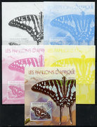 Burundi 2013 Butterflies #3 deluxe sheet - the set of 5 imperf progressive colour proofs comprising the 4 basic colours plus all 4-colour composite unmounted mint
