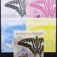 Burundi 2013 Butterflies #4 deluxe sheet - the set of 5 imperf progressive colour proofs comprising the 4 basic colours plus all 4-colour composite unmounted mint