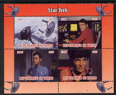 Chad 2013 Star Trek #2 perf sheetlet containing 4 vals unmounted mint. Note this item is privately produced and is offered purely on its thematic appeal.