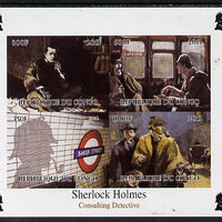 Congo 2013 Sherlock Holmes #1 imperf sheetlet containing 4 vals unmounted mint. Note this item is privately produced and is offered purely on its thematic appeal, it has no postal validity