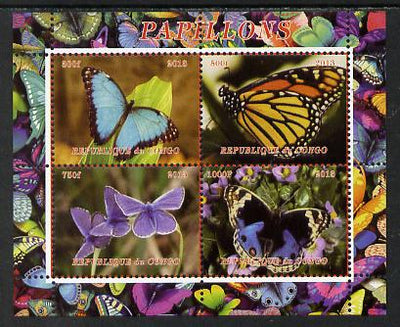 Congo 2013 Butterflies #1 perf sheetlet containing 4 vals unmounted mint. Note this item is privately produced and is offered purely on its thematic appeal