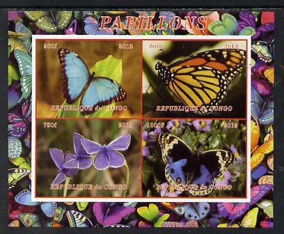 Congo 2013 Butterflies #1 imperf sheetlet containing 4 vals unmounted mint. Note this item is privately produced and is offered purely on its thematic appeal