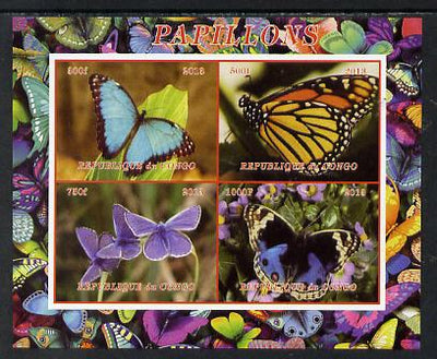 Congo 2013 Butterflies #1 imperf sheetlet containing 4 vals unmounted mint. Note this item is privately produced and is offered purely on its thematic appeal
