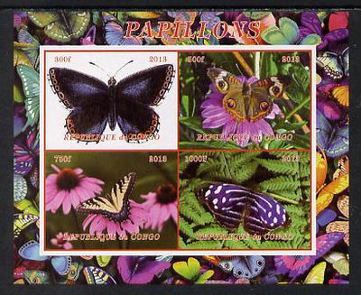 Congo 2013 Butterflies #2 imperf sheetlet containing 4 vals unmounted mint. Note this item is privately produced and is offered purely on its thematic appeal