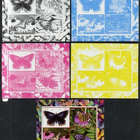 Congo 2013 Butterflies #2 sheetlet containing 4 vals - the set of 5 imperf progressive colour proofs comprising the 4 basic colours plus all 4-colour composite unmounted mint