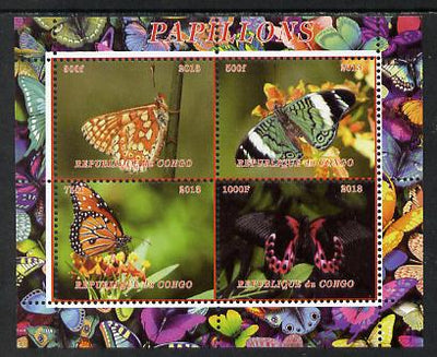 Congo 2013 Butterflies #3 perf sheetlet containing 4 vals unmounted mint. Note this item is privately produced and is offered purely on its thematic appeal